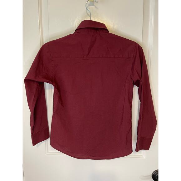 Chaps boys youth long sleeve burgundy button up size small - Picture 2 of 4